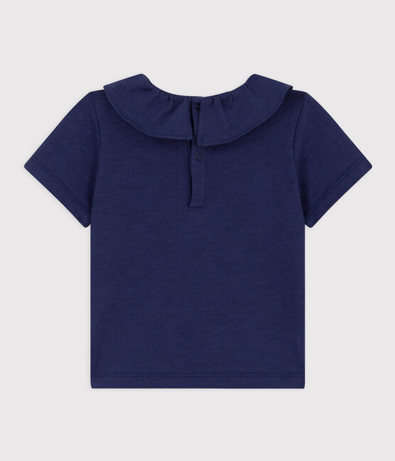 Blouse manches courtes bébé en jersey flammé bleu CHALOUPE