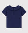 Blouse manches courtes bébé en jersey flammé bleu CHALOUPE