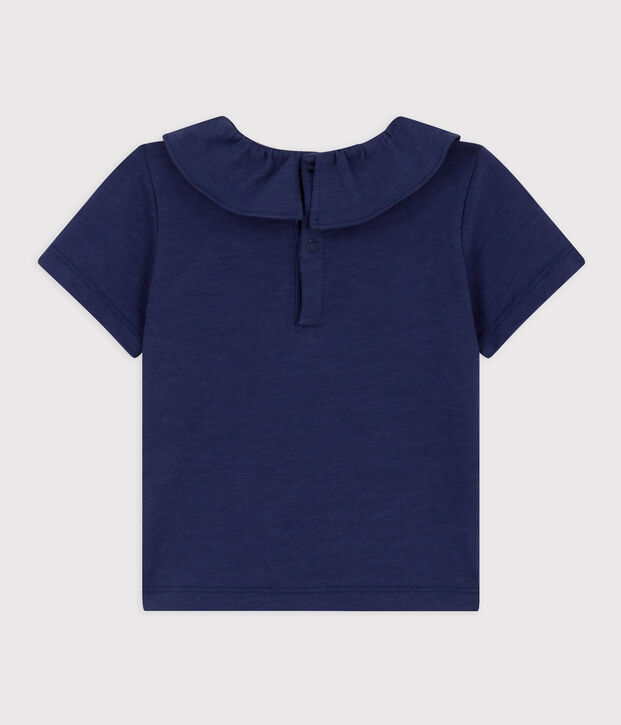 Blouse manches courtes b&eacute;b&eacute; en jersey flamm&eacute; bleu