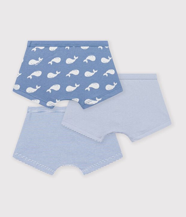 Lot de boxers ceinture collet&eacute;e enfant en coton imprim&eacute; baleines multicouleur