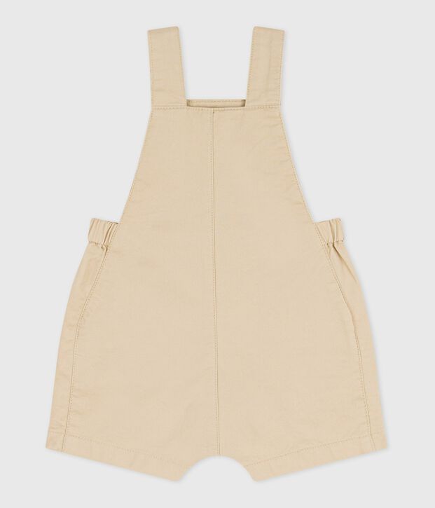 Salopette b&eacute;b&eacute; en serge jambes courtes, unie beige