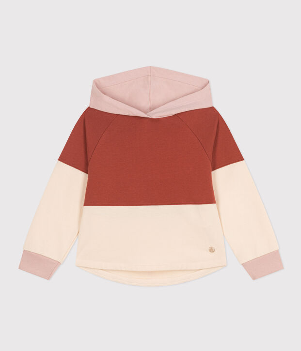 Sweatshirt capuche en molleton enfant fille marron/multicouleur
