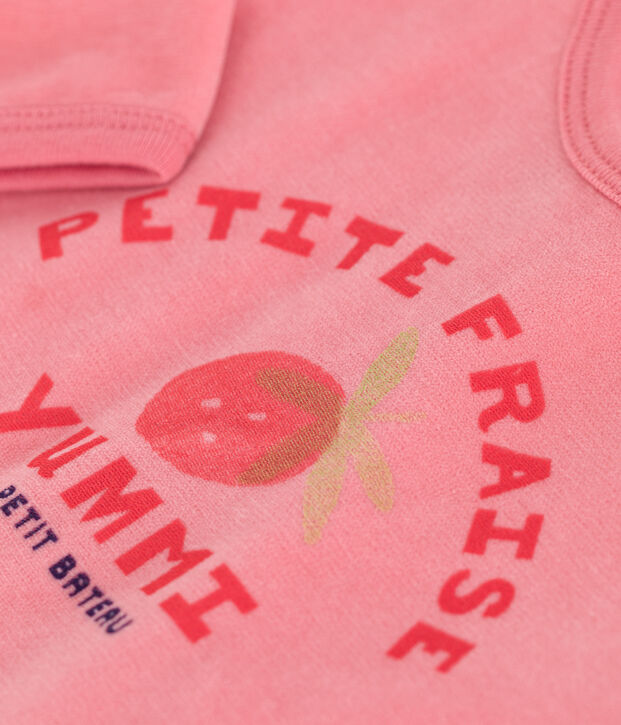 Pyjama b&eacute;b&eacute; en velours ouverture au dos rose