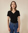 Tee-shirt l'Iconique manches courtes en côte unie femme noir BLACK