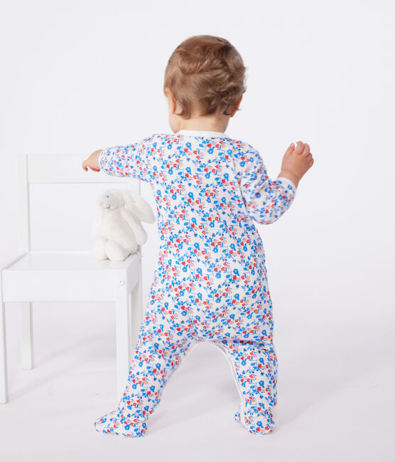 Pyjama bébé en coton fleuri blanc MARSHMALLOW/blanc MULTICO