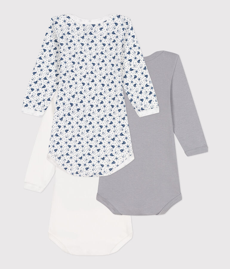 Lot de 3 bodies manches longues en coton b&eacute;b&eacute; multicouleur