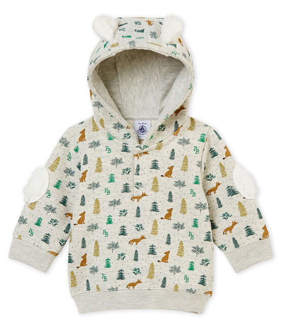 Sweatshirt à capuche bébé garçon imprimé gris BELUGA/blanc MULTICO