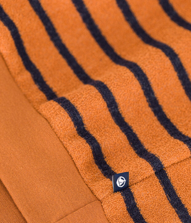 Sweatshirt en bouclette &eacute;ponge enfant fille / gar&ccedil;on marron/bleu