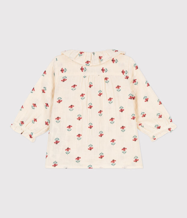 Blouse imprim&eacute;e en gaze de coton b&eacute;b&eacute; &eacute;cru/multicouleur