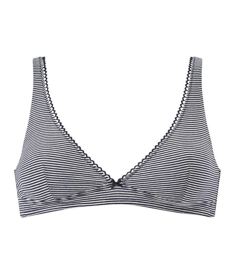 Soutien-gorge femme en jersey lycra seconde peau bleu ABYSSE/blanc LAIT