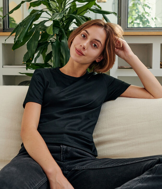 T-shirt coton Sea Island Femme noir