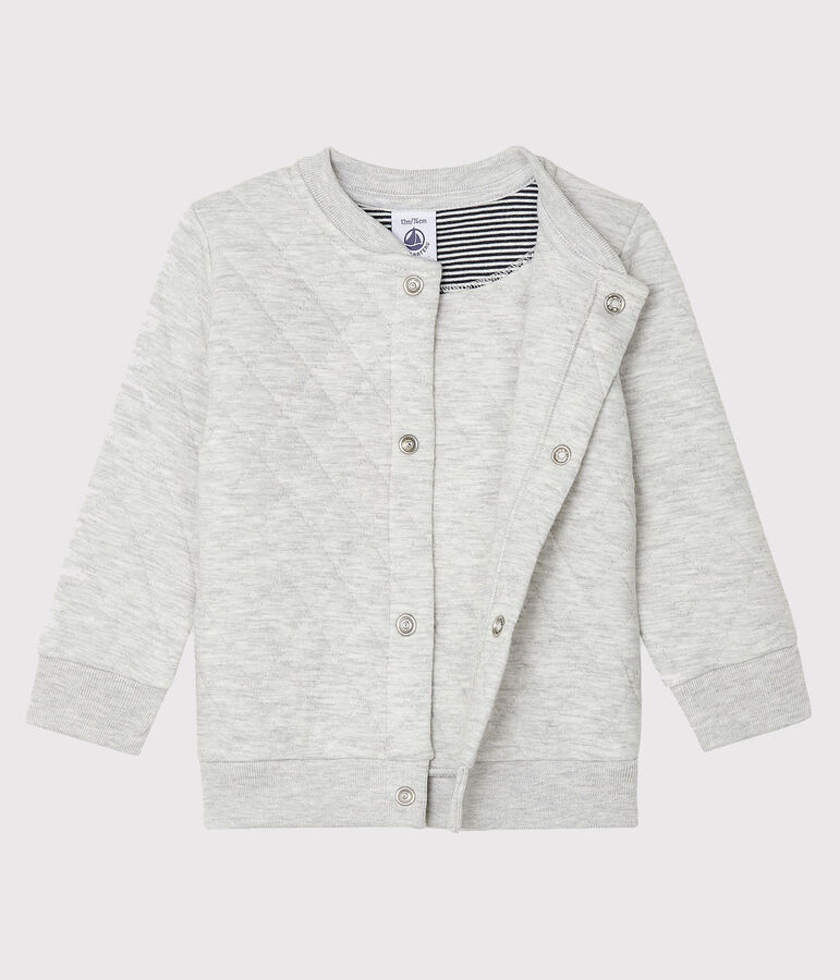 Cardigan b&eacute;b&eacute; gar&ccedil;on en tubique matelass&eacute; gris BELUGA