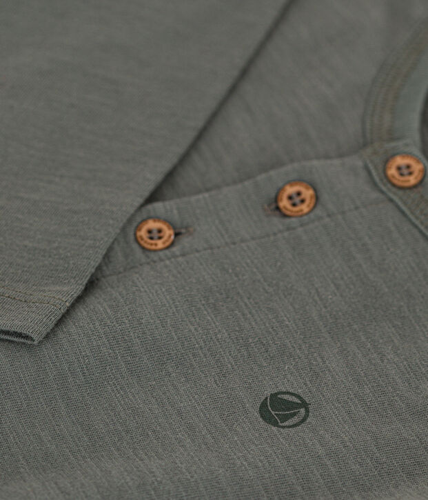 Tee-shirt manches longues en coton enfant gar&ccedil;on kaki