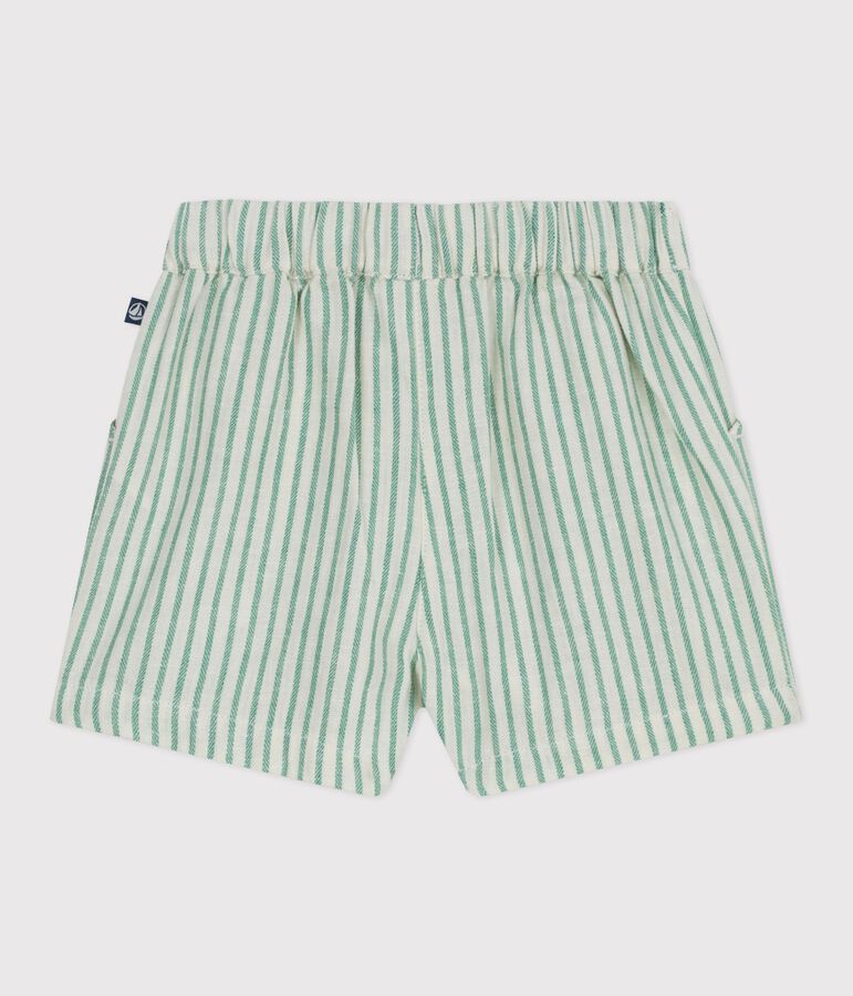 Short b&eacute;b&eacute; en coton/lin ray&eacute; vert/vert