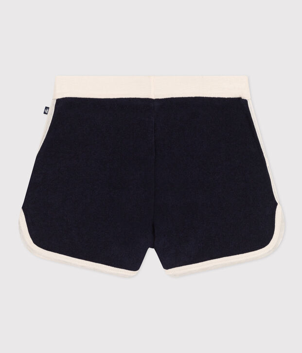 Short en bouclette &eacute;ponge enfant fille bleu marine