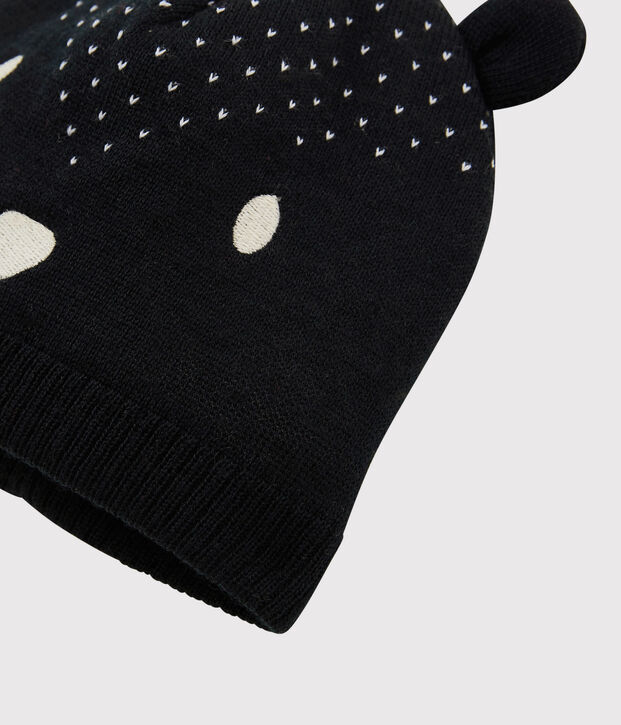 Bonnet en tricot b&eacute;b&eacute;. bleu marine