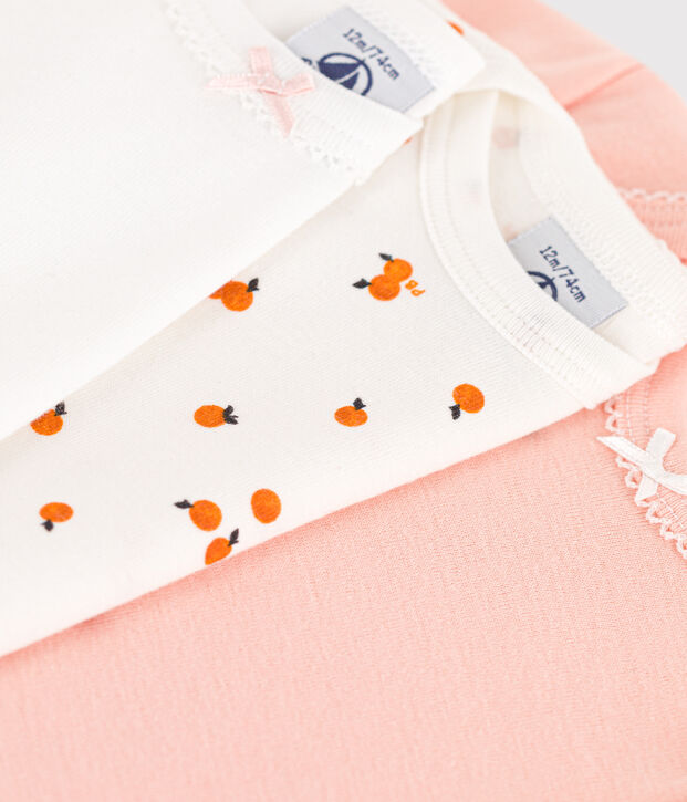 Lot de 3 bodies manches courtes oranges en coton multicouleur