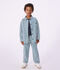 Veste enfant en coton &agrave; rayures bleu/blanc