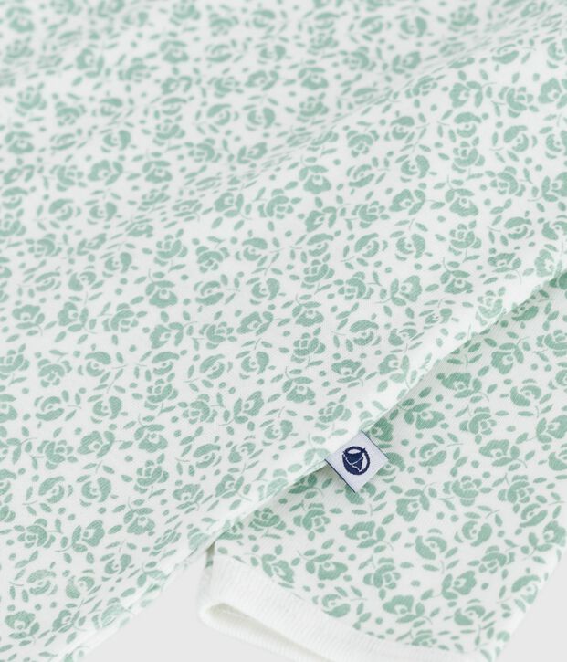 Pyjama b&eacute;b&eacute; en coton fleuri blanc/vert