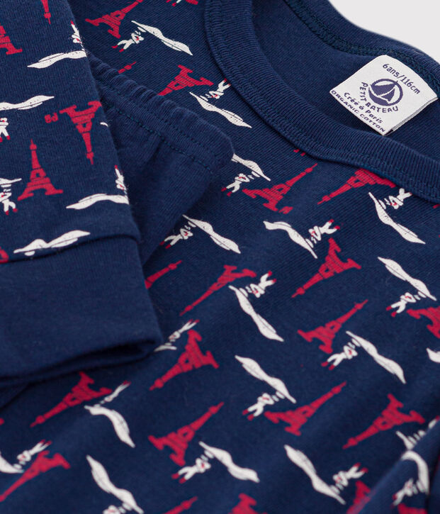 Pyjama Paris en coton enfant bleu/multicouleur