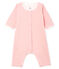 Bodyjama sans pieds bébé fille en côte rose CHARME/blanc MARSHMALLOW