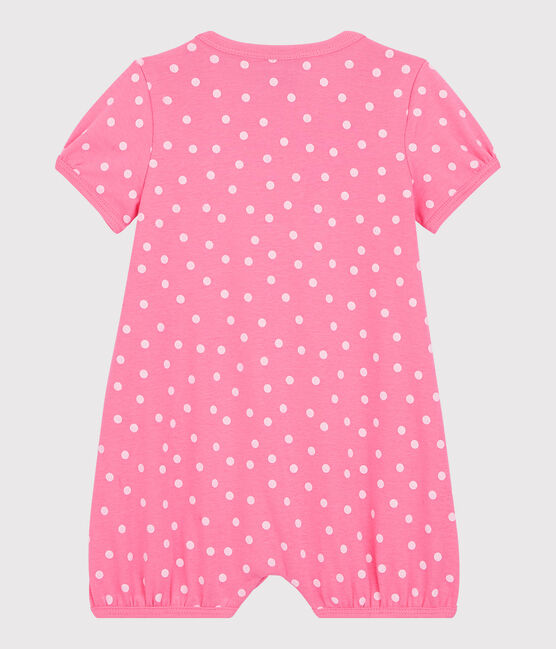 Combicourt bébé à pois en coton rose PETAL/blanc ECUME