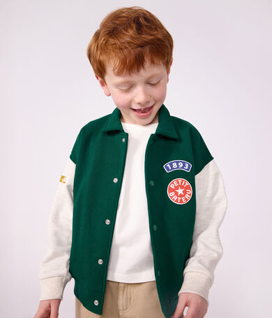 Veste teddy enfant en coton uni colorblock