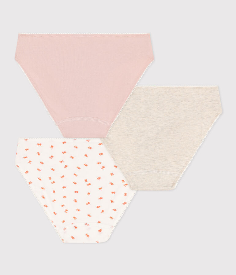 Lot de 3 culottes fleur en coton et &eacute;lasthanne petite fille multicouleur