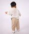 Pantalon b&eacute;b&eacute; en coton uni avec badge, style cargo beige