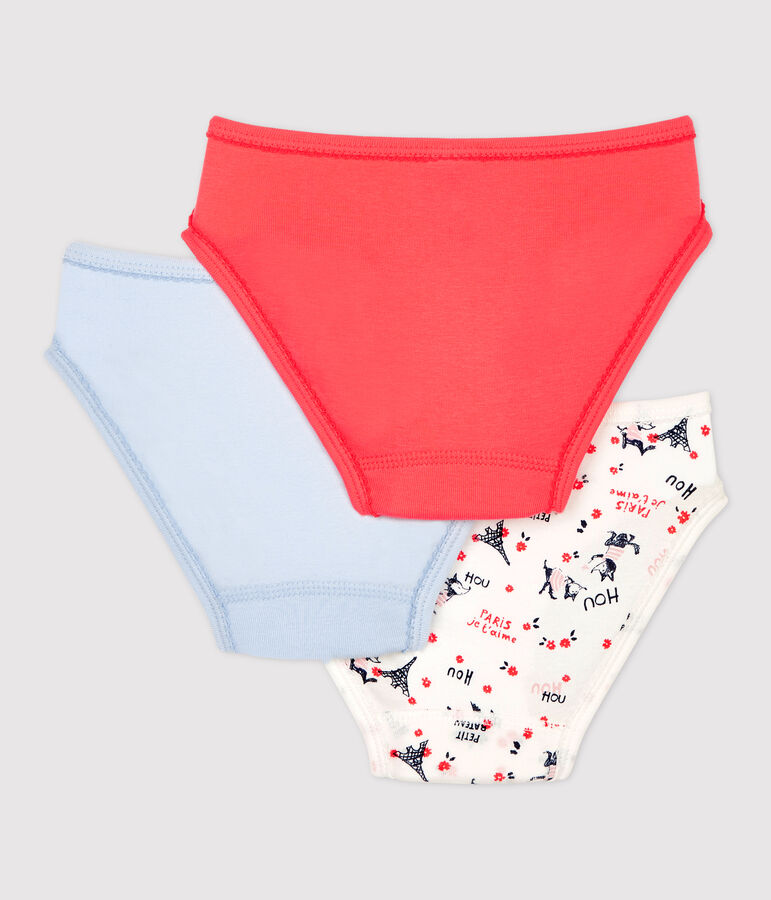 Lot de 3 culottes imprim&eacute; Paris petite fille en coton biologique multicouleur