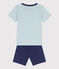 Pyjacourt explorateur en coton petit garçon bleu CHALOUPE/blanc MULTICO