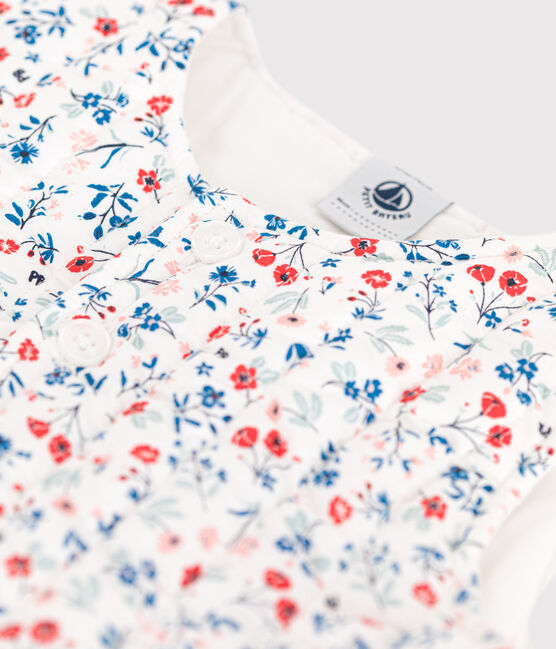 Veste bébé sans manches en popeline imprimé à fleurs blanc MARSHMALLOW/blanc MULTICO