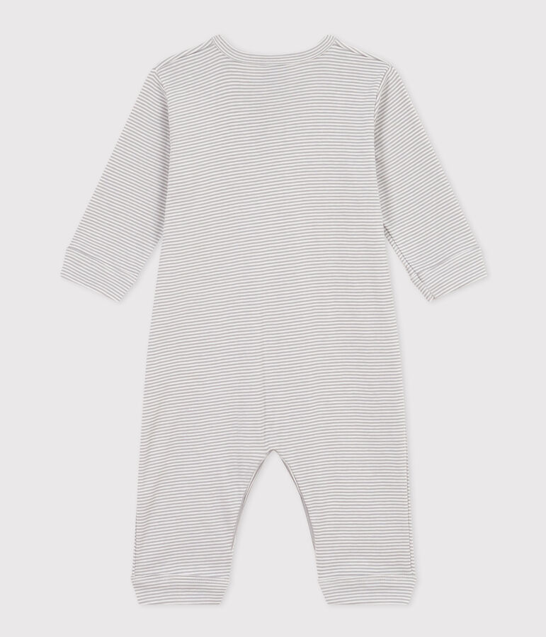 Pyjama b&eacute;b&eacute; sans pieds milleraies en coton PIGEON/ MARSHMALLOW