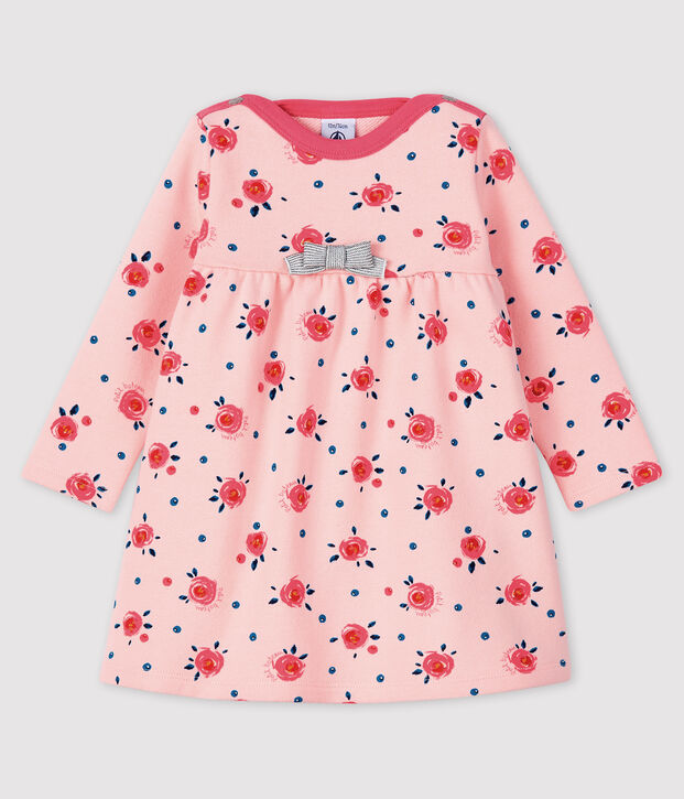Robe manches longues b&eacute;b&eacute; fille rose/multicouleur