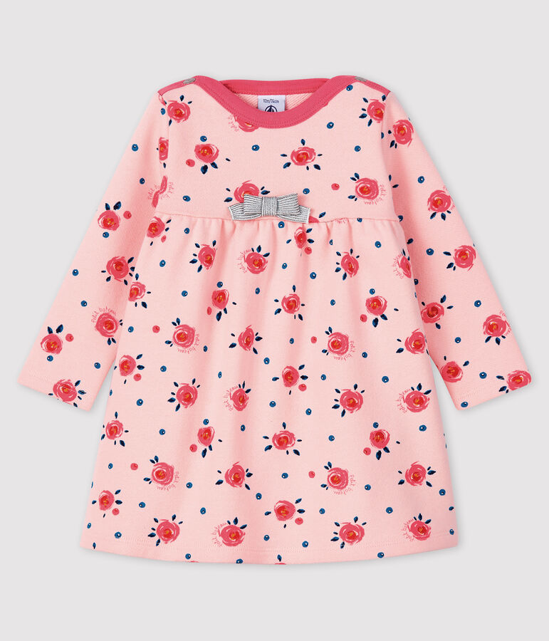 Robe manches longues b&eacute;b&eacute; fille rose/multicouleur