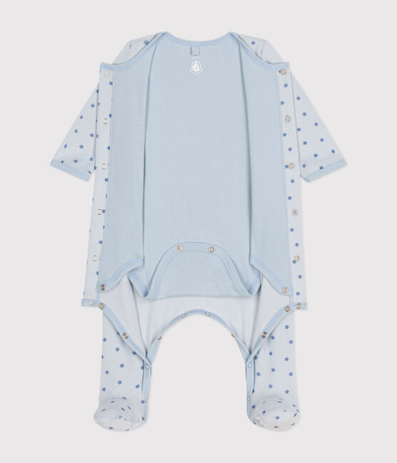 Bodyjama imprimé mini étoiles en velours bébé bleu GOMME/ BEACH