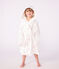 Peignoir enfant en coton éponge cœurs brodés blanc MARSHMALLOW/rouge TERKUIT