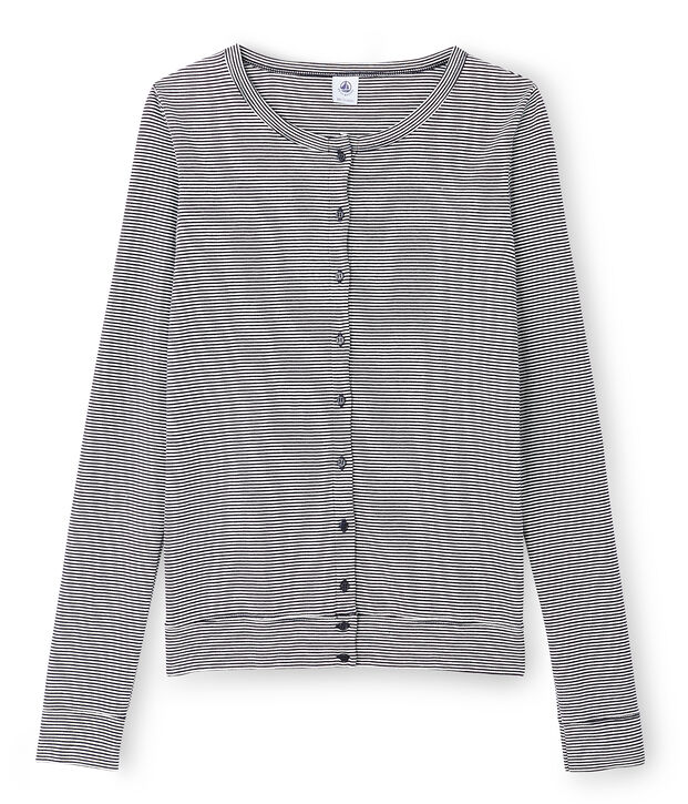 Cardigan iconique femme bleu/blanc