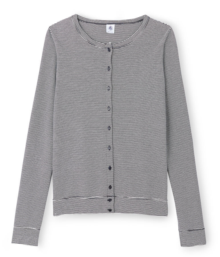 Cardigan iconique femme bleu SMOKING/blanc LAIT