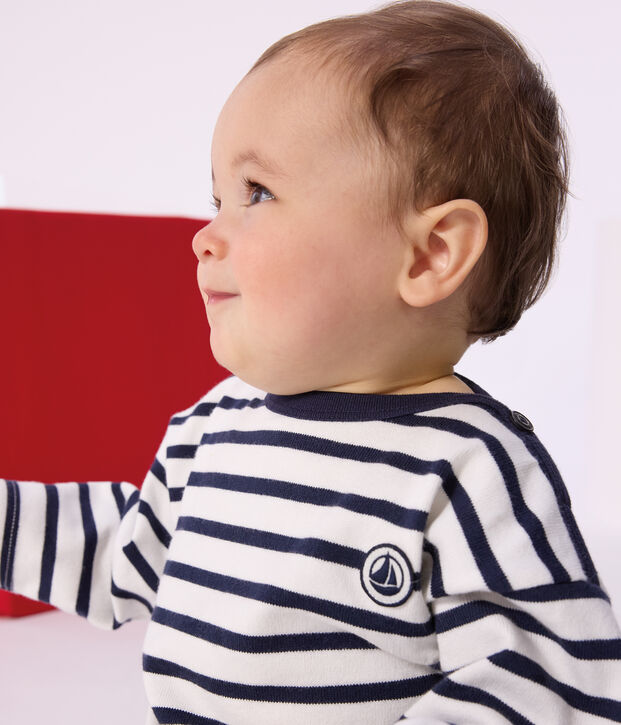 Marini&egrave;re b&eacute;b&eacute; en coton iconique blanc/bleu