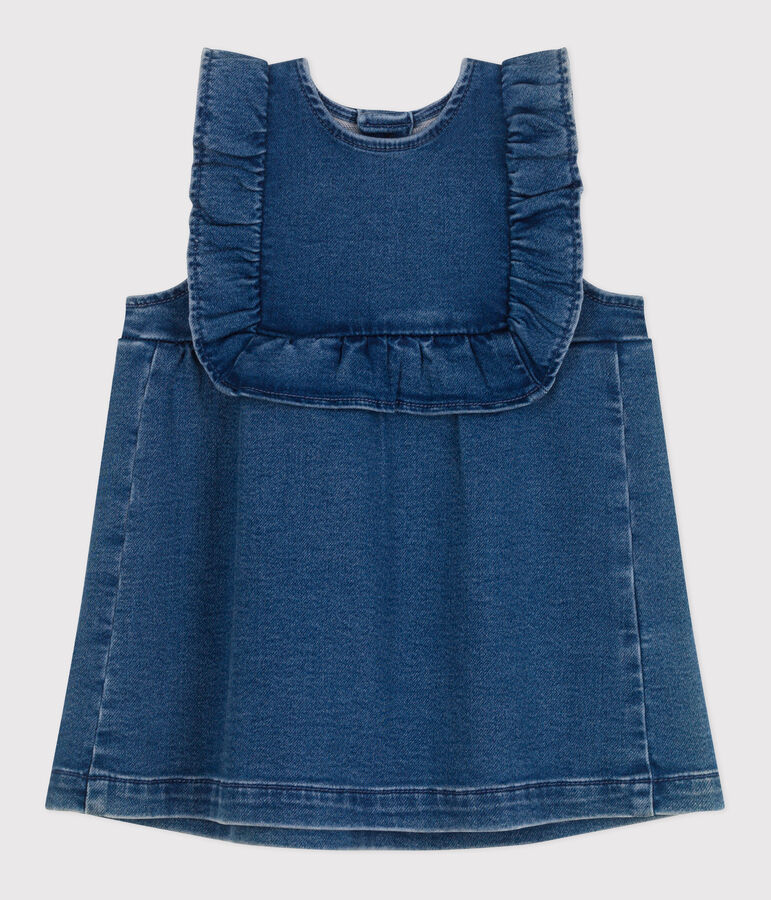 Robe b&eacute;b&eacute; en jean sans manches bleu BLEU DELAVE