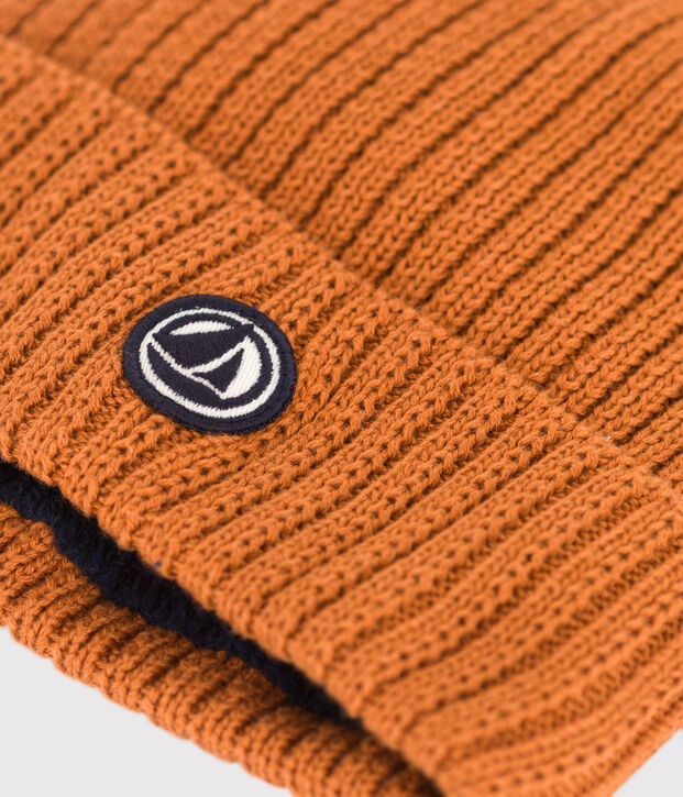 Bonnet en tricot doubl&eacute; en polaire enfant gar&ccedil;on-fille marron