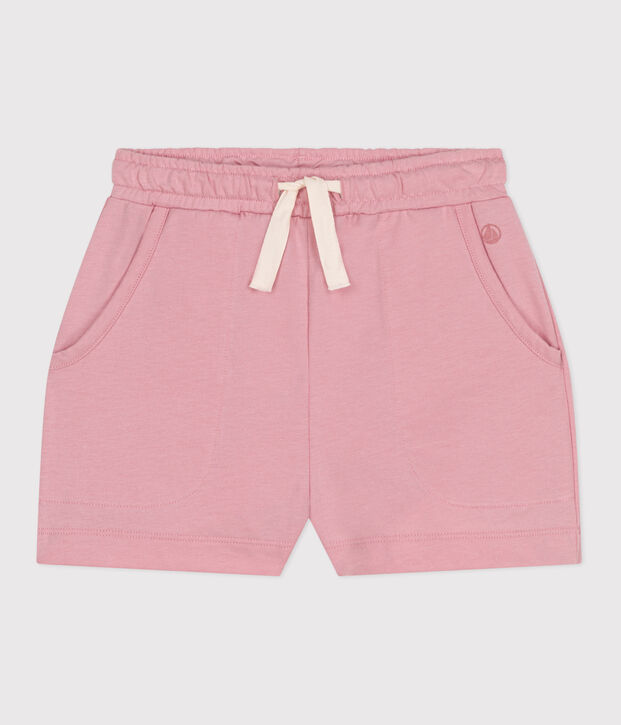 Short enfant en coton uni rose