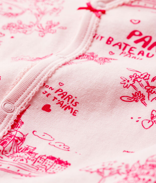 Dors-bien toile de Jouy Paris b&eacute;b&eacute; fille en tubique rose/rose