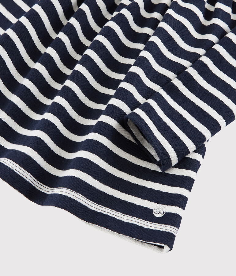 Robe manches longues enfant fille bleu SMOKING/blanc MARSHMALLOW