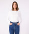 Tee-shirt l'Iconique manches longues en côte unie femme blanc ECUME