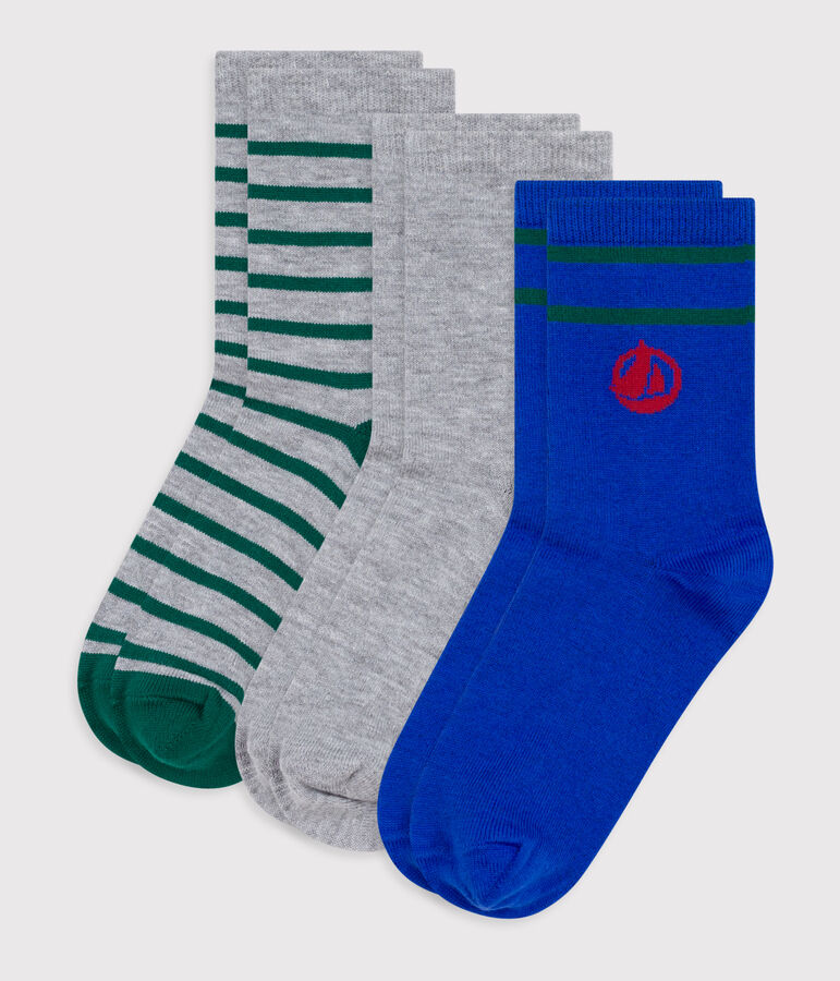 3 paires de chaussettes enfant ray&eacute;es en coton logo variante 1