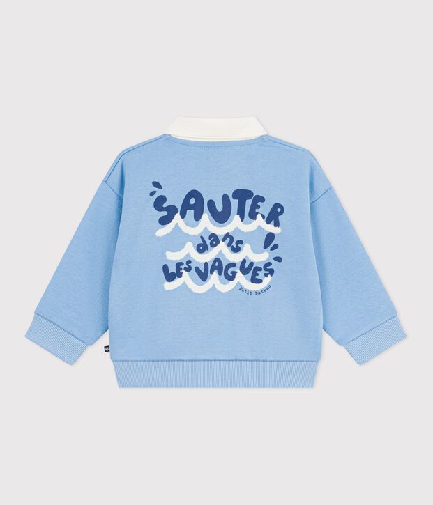 Sweatshirt b&eacute;b&eacute; en coton brod&eacute; mouette et motif au dos bleu clair