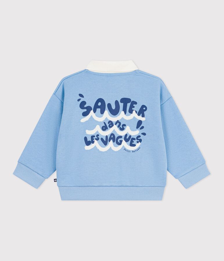 Sweatshirt b&eacute;b&eacute; en coton brod&eacute; mouette et motif au dos bleu FLO