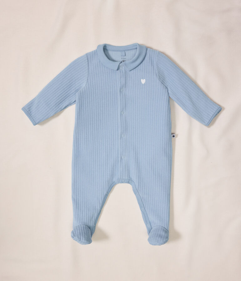 Pyjama b&eacute;b&eacute; en velours &agrave; col uni bleu FLO